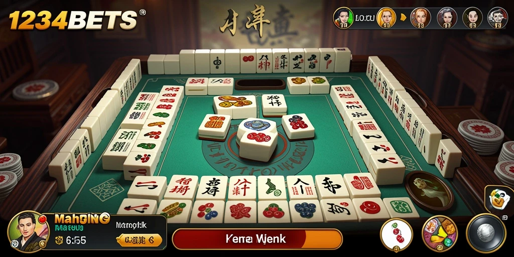 Screenshot gameplay 1234BETS menampilkan aksi seru permainan Mahjong.