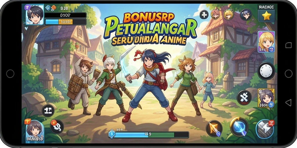Screenshot utama BONUSRP menampilkan gameplay seru dengan karakter anime.
