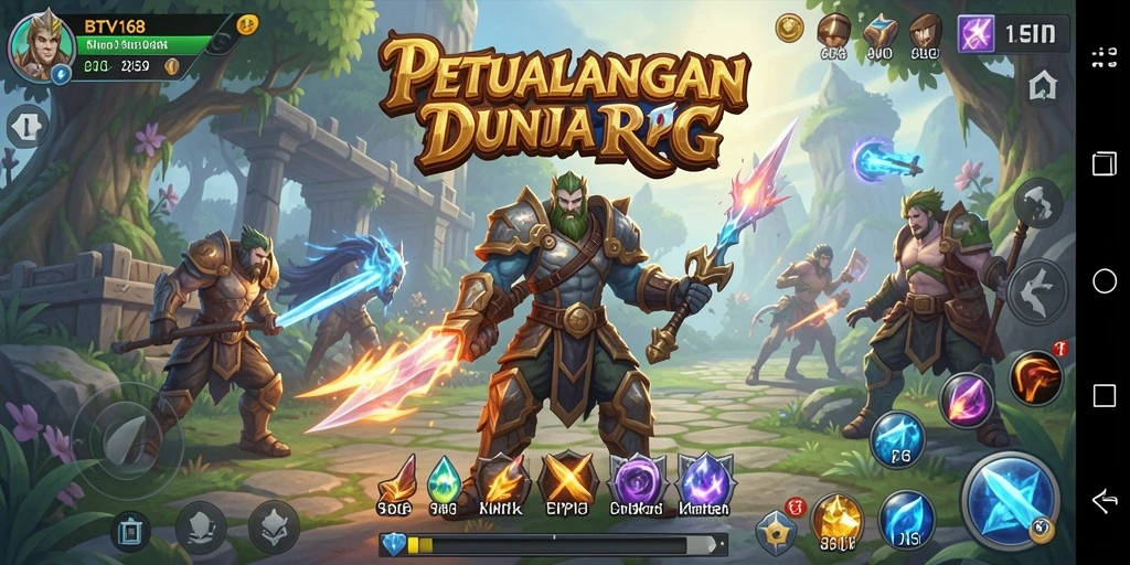 Tampilan gameplay RPG BTV168 yang menawan dengan karakter dan pertarungan seru.