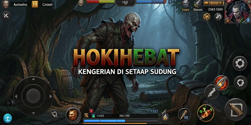 Tampilan gameplay menegangkan dari HOKIHEBAT dengan suasana Horror.