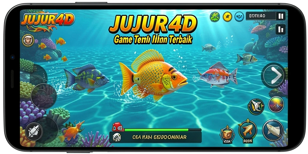 Tampilan gameplay JUJUR4D yang menegangkan saat menembak ikan.